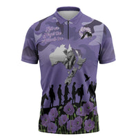 ANZAC Day Zipper Polo Shirt Lest We Forget the Animals Too