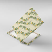 Hawaiian Pikake Maile Lei Canvas Wall Art Tiare Hibiscus Kalo Palapalai Leaf Beige