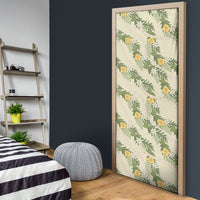 Hawaiian Pikake Maile Lei Door Cover Tiare Hibiscus Kalo Palapalai Leaf Beige