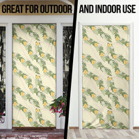 Hawaiian Pikake Maile Lei Door Cover Tiare Hibiscus Kalo Palapalai Leaf Beige