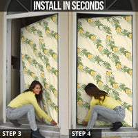 Hawaiian Pikake Maile Lei Door Cover Tiare Hibiscus Kalo Palapalai Leaf Beige