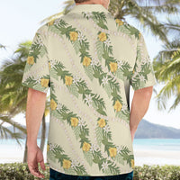 Hawaiian Pikake Maile Lei Hawaiian Shirt Tiare Hibiscus Kalo Palapalai Leaf Beige