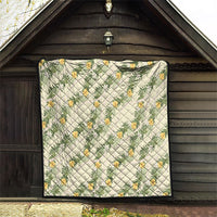 Hawaiian Pikake Maile Lei Quilt Tiare Hibiscus Kalo Palapalai Leaf Beige