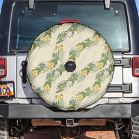 Hawaiian Pikake Maile Lei Spare Tire Cover Tiare Hibiscus Kalo Palapalai Leaf Beige