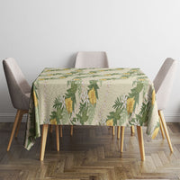 Hawaiian Pikake Maile Lei Tablecloth Tiare Hibiscus Kalo Palapalai Leaf Beige