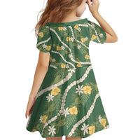 Hawaiian Pikake Maile Lei Family Matching Puletasi and Hawaiian Shirt Tiare Hibiscus Kalo Palapalai Leaf Green LT19 - Polynesian Pride
