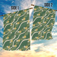 Hawaiian Pikake Maile Lei Garden Flag Tiare Hibiscus Kalo Palapalai Leaf Green