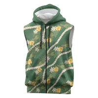 Hawaiian Pikake Maile Lei Sleeveless Zip Hoodie Tiare Hibiscus Kalo Palapalai Leaf Green LT19 Green - Polynesian Pride