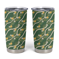 Hawaiian Pikake Maile Lei Tumbler Cup Tiare Hibiscus Kalo Palapalai Leaf Green