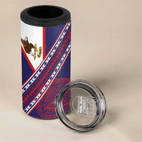 American Samoa Flag Day 4 in 1 Can Cooler Tumbler Polynesian Tribal Tattoo Eagle Art
