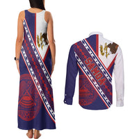 American Samoa Flag Day Couples Matching Tank Maxi Dress and Long Sleeve Button Shirt Polynesian Tribal Tattoo Eagle Art