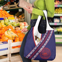 American Samoa Flag Day Grocery Bag Polynesian Tribal Tattoo Eagle Art