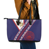 American Samoa Flag Day Leather Tote Bag Polynesian Tribal Tattoo Eagle Art