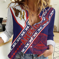 American Samoa Flag Day Women Casual Shirt Polynesian Tribal Tattoo Eagle Art