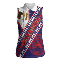 American Samoa Flag Day Women Sleeveless Polo Shirt Polynesian Tribal Tattoo Eagle Art