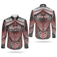 Aotearoa Iwi Ngapuhi Personalised Couples Matching Off The Shoulder Long Sleeve Dress and Long Sleeve Button Shirt Maori Kowhaiwhai Pattern