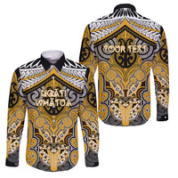 Aotearoa Iwi Ngati Whatua Personalised Family Matching Off The Shoulder Long Sleeve Dress and Hawaiian Shirt Maori Kowhaiwhai Pattern