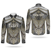 Aotearoa Iwi Waikato Tainui Personalised Couples Matching Off Shoulder Short Dress and Long Sleeve Button Shirt Maori Kowhaiwhai Pattern