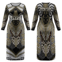 Aotearoa Iwi Waikato Tainui Personalised Family Matching Long Sleeve Bodycon Dress and Hawaiian Shirt Maori Kowhaiwhai Pattern