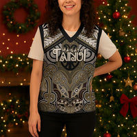 Aotearoa Iwi Waikato Tainui Personalised Christmas Knitted V-Neck Vest Maori Kowhaiwhai Pattern