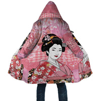 Japanese Geisha Cherry Blossom Cloak Pink Palaka Hawaii Pattern Fusion Design