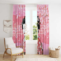 Japanese Geisha Cherry Blossom Window Curtain Pink Palaka Hawaii Pattern Fusion Design LT19 - Polynesian Pride