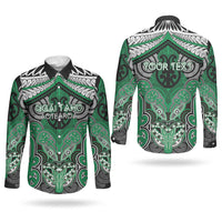 Aotearoa Iwi Ngai Tahu Personalised Couples Matching Off The Shoulder Long Sleeve Dress and Long Sleeve Button Shirt Maori Kowhaiwhai Pattern
