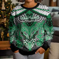 Aotearoa Iwi Ngai Tahu Personalised Kid Ugly Christmas Sweater Maori Kowhaiwhai Pattern