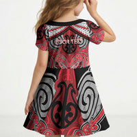 Aotearoa Iwi Te Arawa Personalised Kid Short Sleeve Dress Maori Kowhaiwhai Pattern