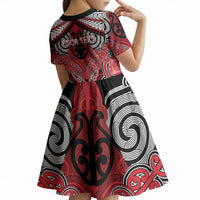 Aotearoa Iwi Te Arawa Personalised Kid Short Sleeve Dress Maori Kowhaiwhai Pattern