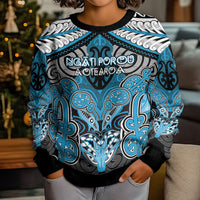 Aotearoa Iwi Ngati Porou Personalised Kid Ugly Christmas Sweater Maori Kowhaiwhai Pattern