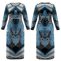 Aotearoa Iwi Ngati Kahungunu Personalised Couples Matching Long Sleeve Bodycon Dress and Hawaiian Shirt Maori Kowhaiwhai Pattern