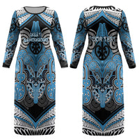 Aotearoa Iwi Ngati Kahungunu Personalised Couples Matching Long Sleeve Bodycon Dress and Long Sleeve Button Shirt Maori Kowhaiwhai Pattern