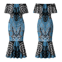 Aotearoa Iwi Ngati Kahungunu Personalised Couples Matching Mermaid Dress and Long Sleeve Button Shirt Maori Kowhaiwhai Pattern