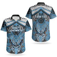 Aotearoa Iwi Ngati Kahungunu Personalised Couples Matching Off The Shoulder Long Sleeve Dress and Hawaiian Shirt Maori Kowhaiwhai Pattern