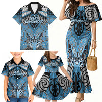 Aotearoa Iwi Ngati Kahungunu Personalised Family Matching Mermaid Dress and Hawaiian Shirt Maori Kowhaiwhai Pattern