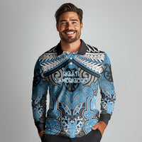Aotearoa Iwi Ngati Kahungunu Personalised Long Sleeve Polo Shirt Maori Kowhaiwhai Pattern