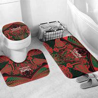 Aotearoa Iwi Tuhoe Bathroom Set Maori Kowhaiwhai Pattern LT19 Mat Set Only (3 pcs) One Size Red - Polynesian Pride