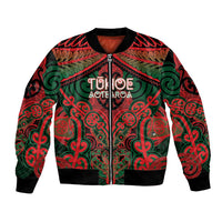 Aotearoa Iwi Tuhoe Personalised Bomber Jacket Maori Kowhaiwhai Pattern LT19 Unisex Red - Polynesian Pride