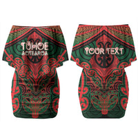 Aotearoa Iwi Tuhoe Personalised Family Matching Off Shoulder Short Dress and Hawaiian Shirt Maori Kowhaiwhai Pattern