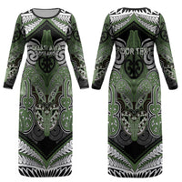 Aotearoa Iwi Ngati Awa Personalised Couples Matching Long Sleeve Bodycon Dress and Hawaiian Shirt Maori Kowhaiwhai Pattern