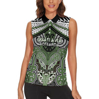 Aotearoa Iwi Ngati Awa Personalised Women Sleeveless Polo Shirt Maori Kowhaiwhai Pattern
