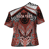 Aotearoa Iwi Rongowhakaata Personalised Cross Shoulder Shirt Maori Kowhaiwhai Pattern