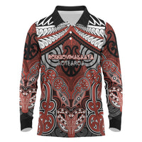 Aotearoa Iwi Rongowhakaata Personalised Long Sleeve Polo Shirt Maori Kowhaiwhai Pattern