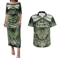 Aotearoa Iwi Ngati Raukawa Personalised Couples Matching Puletasi and Hawaiian Shirt Maori Kowhaiwhai Pattern