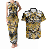 Aotearoa Iwi Ngati Tama Personalised Couples Matching Tank Maxi Dress and Hawaiian Shirt Maori Kowhaiwhai Pattern