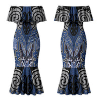 Aotearoa Iwi Ngati Tuwharetoa Personalised Couples Matching Mermaid Dress and Long Sleeve Button Shirt Maori Kowhaiwhai Pattern