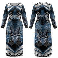 Aotearoa Iwi Ngati Mutunga Personalised Couples Matching Long Sleeve Bodycon Dress and Hawaiian Shirt Maori Kowhaiwhai Pattern