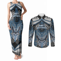 Aotearoa Iwi Ngati Mutunga Personalised Couples Matching Tank Maxi Dress and Long Sleeve Button Shirt Maori Kowhaiwhai Pattern