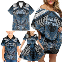 Aotearoa Iwi Ngati Mutunga Personalised Family Matching Off Shoulder Short Dress and Hawaiian Shirt Maori Kowhaiwhai Pattern